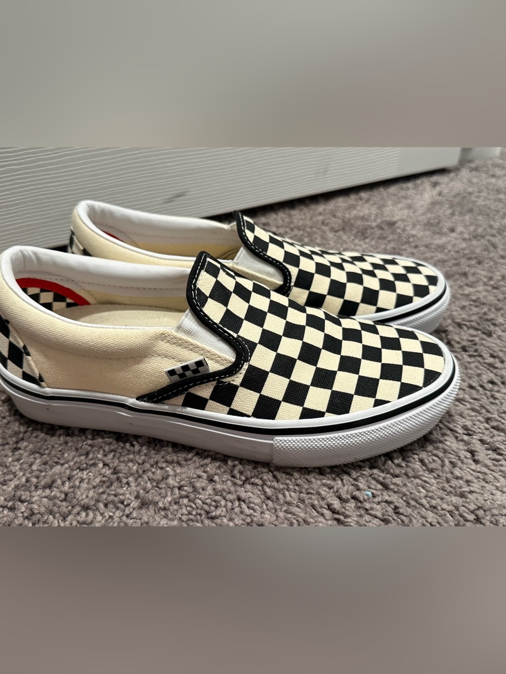 VANS Checkerboard Slip-On Canvas Sneakers - Black & Cream